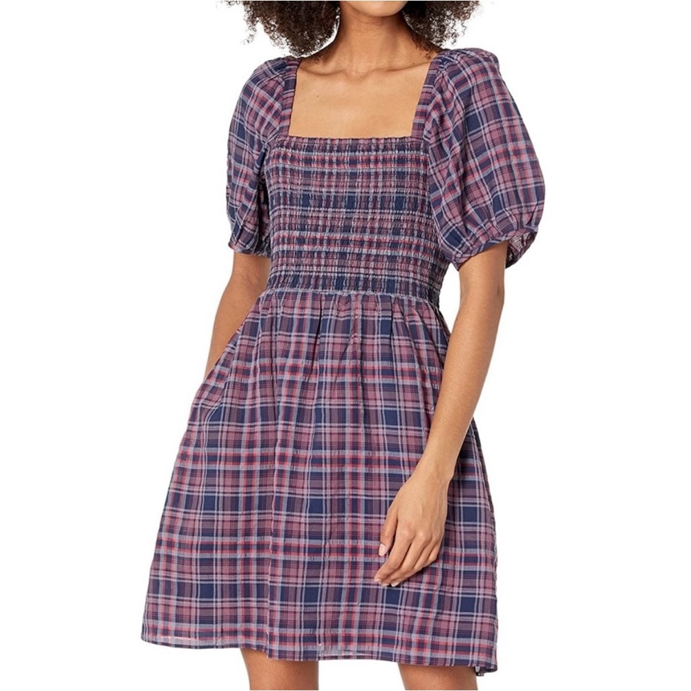 Madewell Lucie Puff-Sleeve Smocked Mini Dress